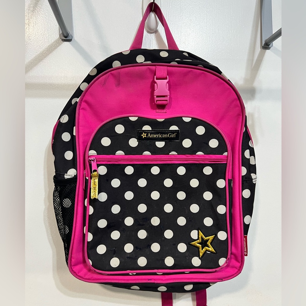 American Girl Pink and Black Polka Dot Backpack